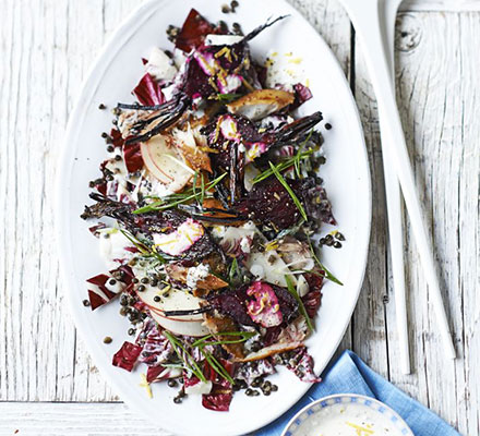 Smoked mackerel & beetroot salad with creamy horseradish dressing