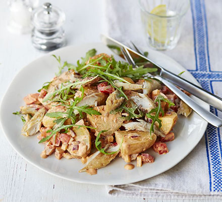 Smoked mackerel & harissa potato salad