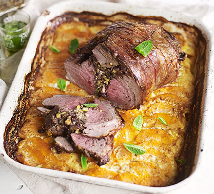 Marrakech lamb with tahini squash gratin