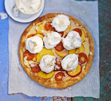 Giant peach, nectarine & apricot meringue tart