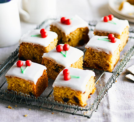 Morello cherry & almond traybake