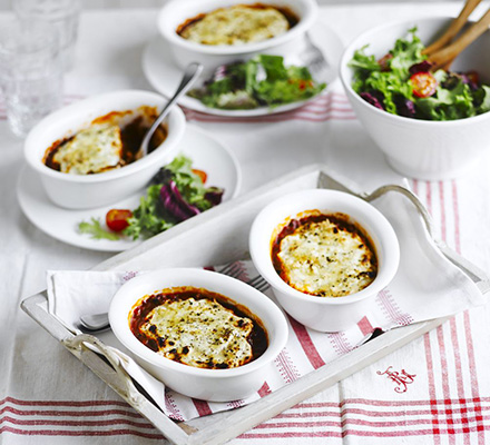 Lighter moussaka with crunchy feta & oregano