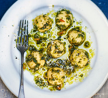 Nettle gnudi with wild pesto