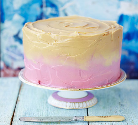 Raspberry caramel ombre cake