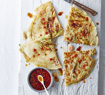 Korean-style prawn & spring onion pancake