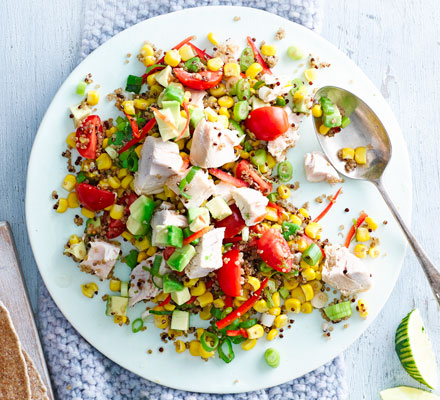 Peruvian chicken, avocado & quinoa salad