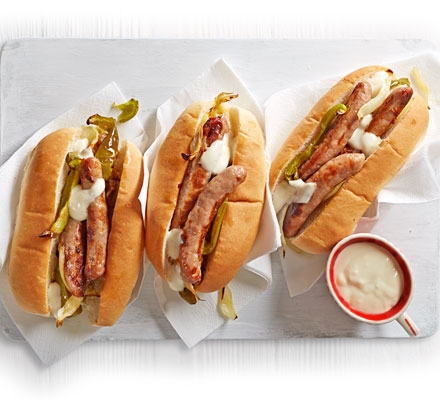 Philly-style cheese dogs