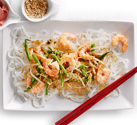 Prawn & rice noodle stir-fry