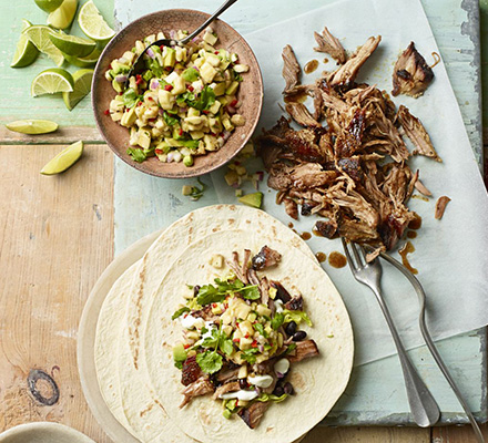 Jerk pulled pork with banana salsa