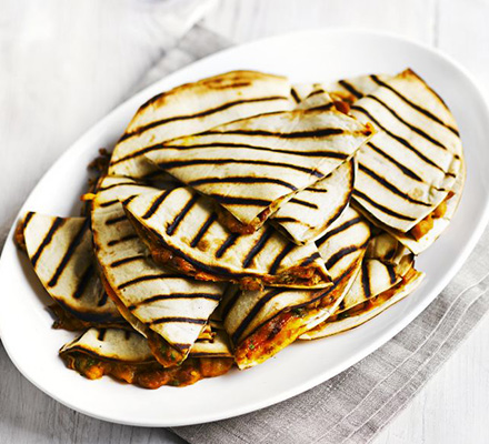 Cheesy bean & chipotle quesadillas