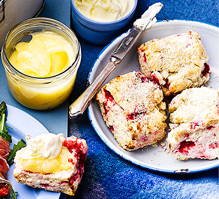 Raspberry & coconut scones