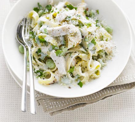 Chicken & broad bean tagliatelle