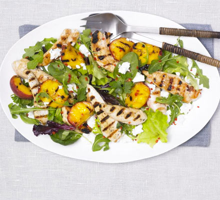 Grilled peach, chicken & feta salad