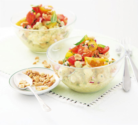 Chicken & chickpea salad with curry yogurt dressing