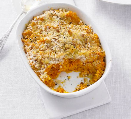 Baked carrot & sweet potato mash