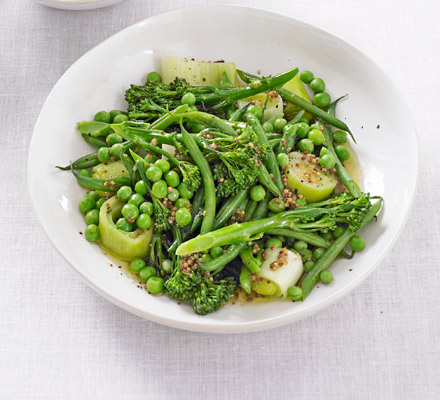 Honey-mustard steamed green medley