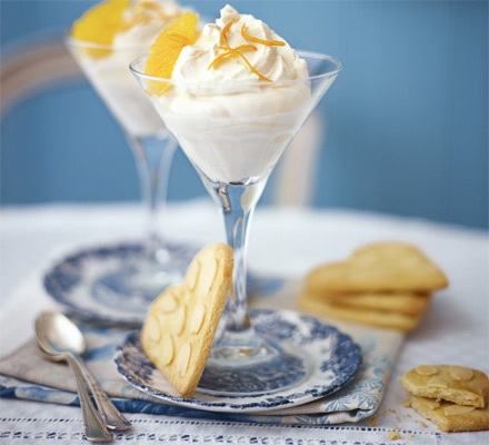 Citrus burst syllabub with almond heart cookies