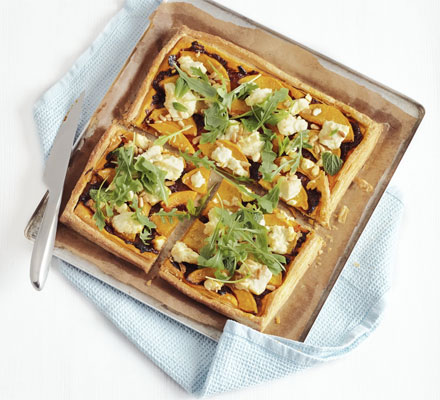 Squash, feta & pine nut tart