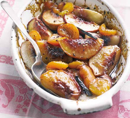 Roasted stone fruits with vanilla