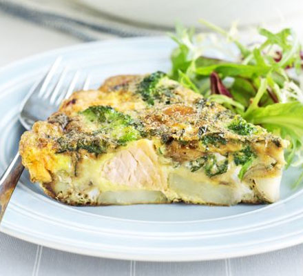 Minty salmon & broccoli frittata