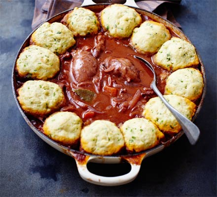 Chicken casserole with herby dumplings