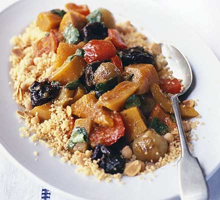 Vegetable tagine with almond & chickpea couscous