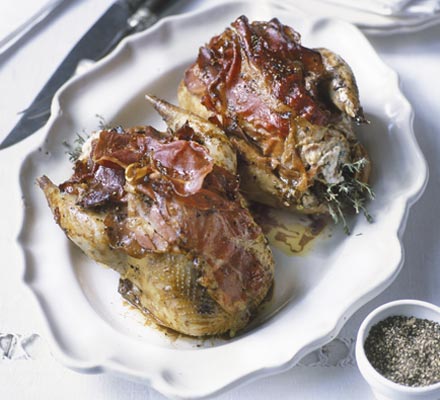 Roast pheasant with ricotta & Parma ham