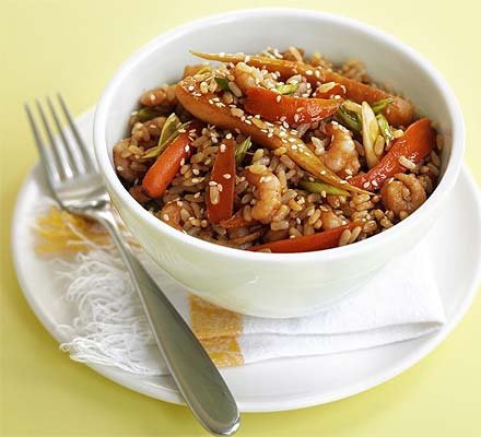 Spring veg & prawn stir-fry