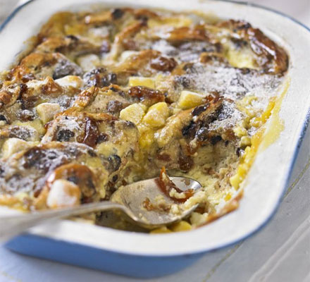 Hot cross bun & butter pudding