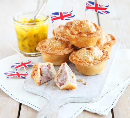 Mini pork pies with piccalilli