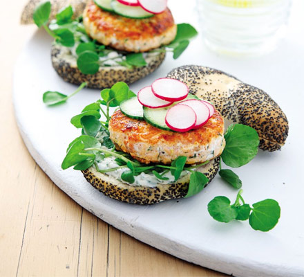 Salmon & horseradish burgers