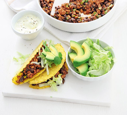 Smoky pork & black bean tacos