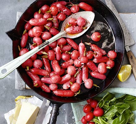 Brown butter basted radishes