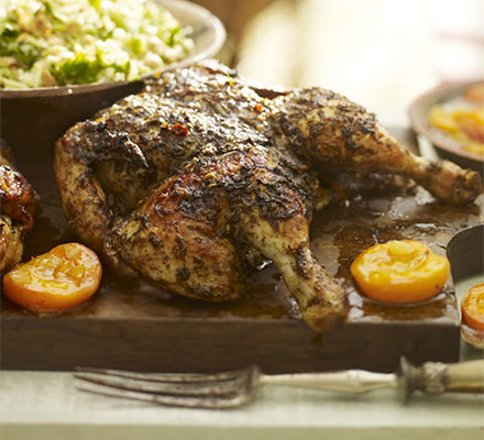 Moroccan roast chicken with apricots