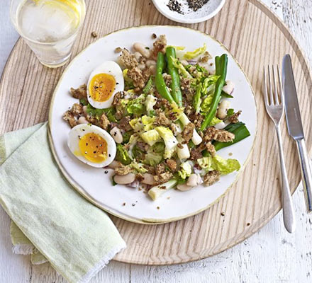 Cannellini bean & egg salad with crispy crumbs