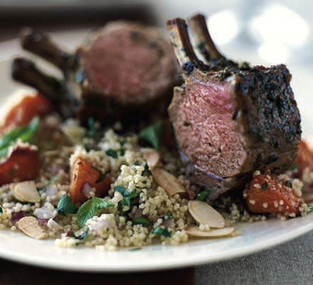 Roast rack of lamb with Moroccan spices