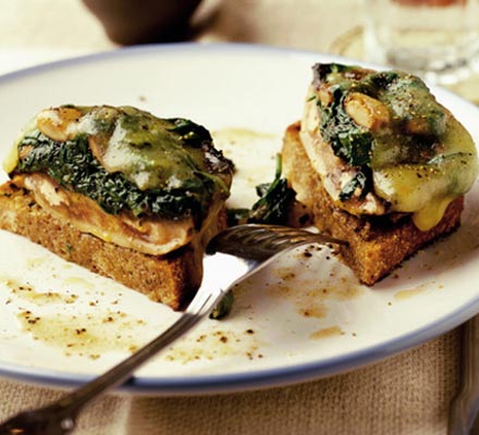 Cheesy stuffed mushrooms on toast