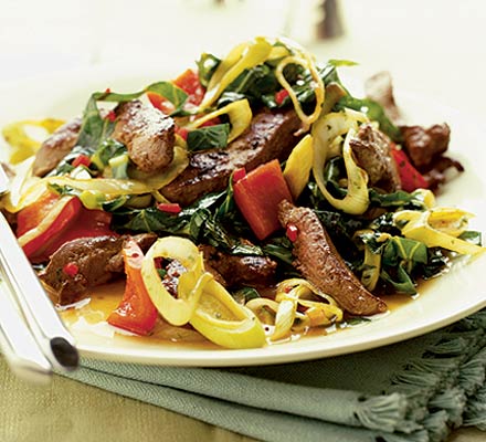 Liver & red pepper stir-fry