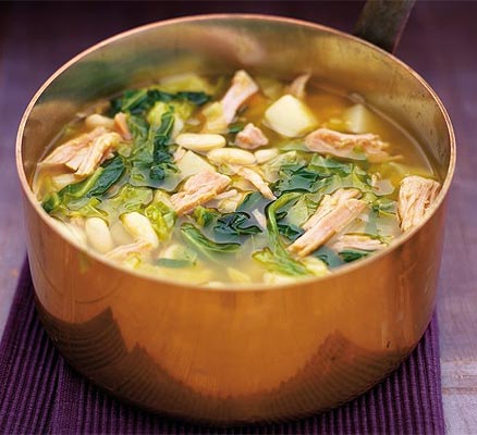 Spring greens & gammon soup