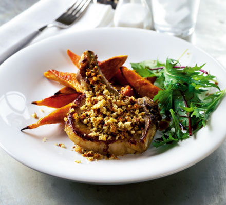 Oven pork chops with roasted potato wedges