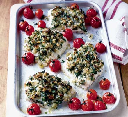 Herb-crusted haddock