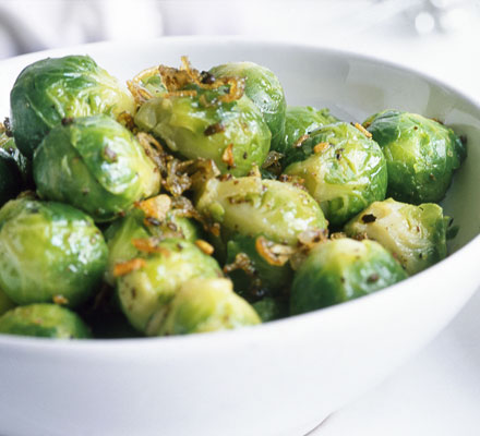 Juniper-glazed sprouts