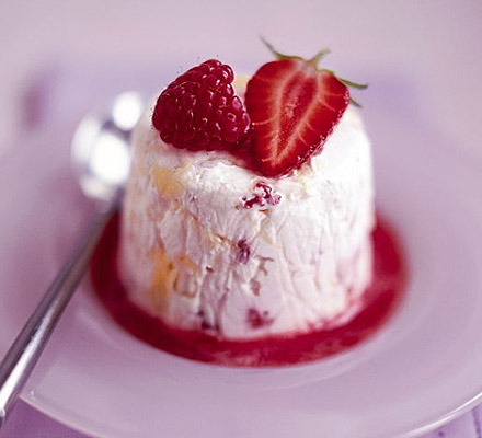 Eton mess parfait with berry sauce