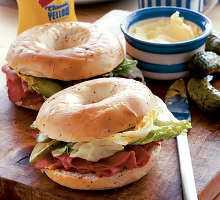 Hot pastrami bagels