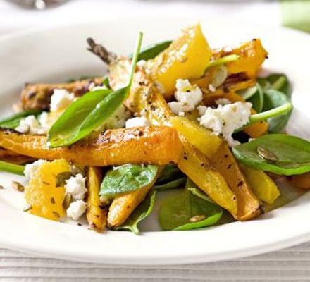 Caraway-roasted carrot & feta salad