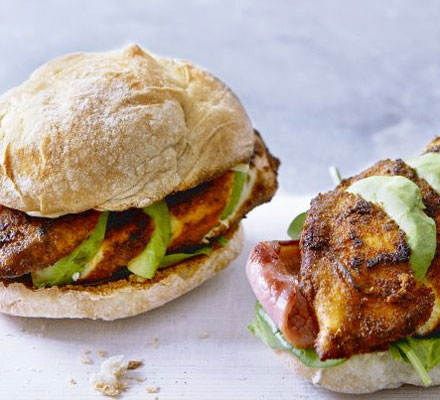 Fully loaded Cajun chicken burgers