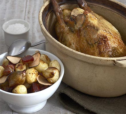 Truffle-stuffed guinea fowl