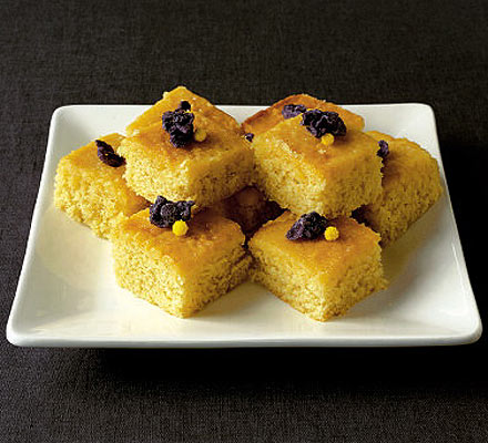 Lemon & violet drizzle cake