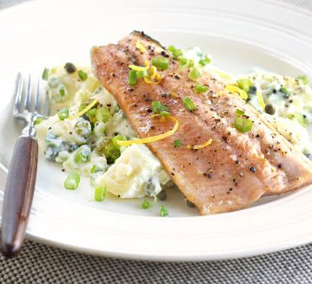 Trout with creamy potato salad