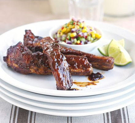 Sticky ribs with corn salad